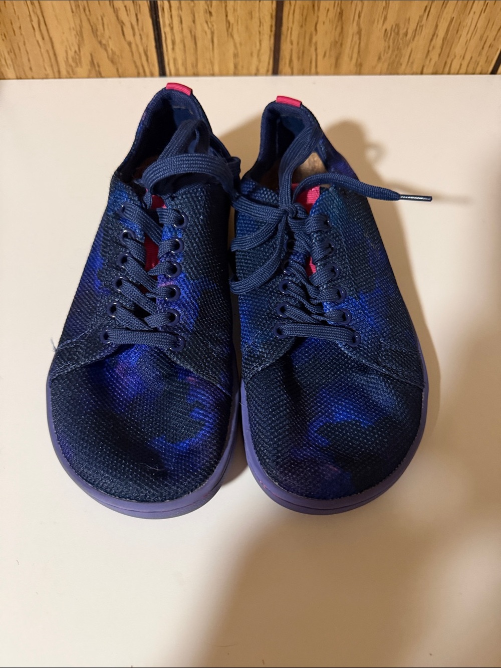 Feelgrounds Travel Navy Blue Knit Casual Lace-Up Sneakers